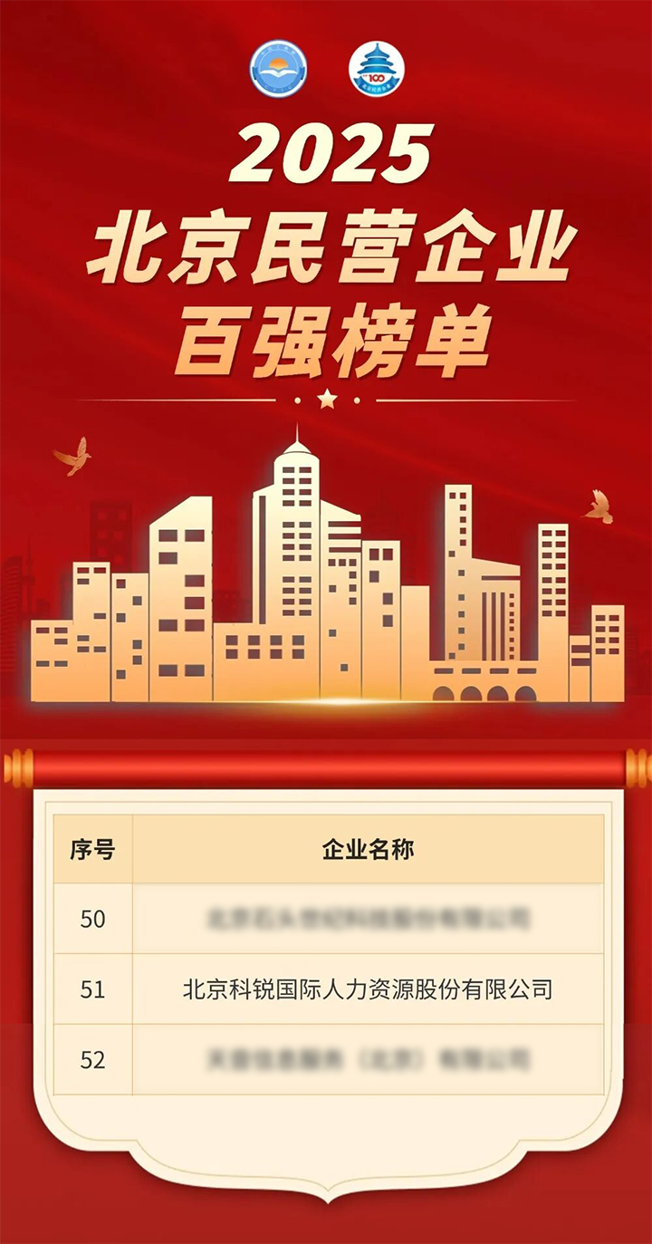人力资源公司Ebpay数码国际荣登北京市工商联发布的2025北京民营企业百强榜单